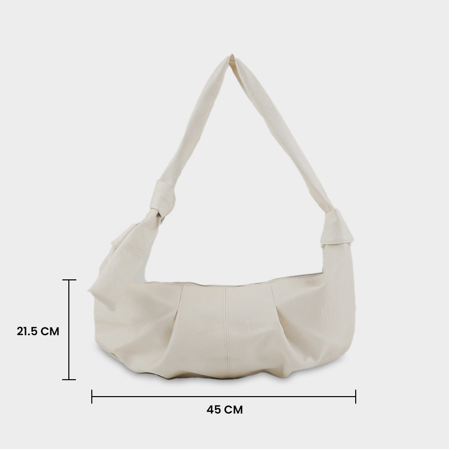 Ruched Hobo Baggue - Ivory