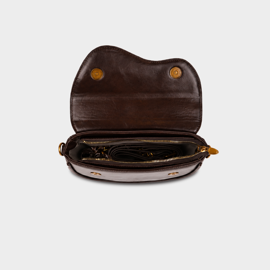 Saddle Crossbody Baggue - Rich Brown
