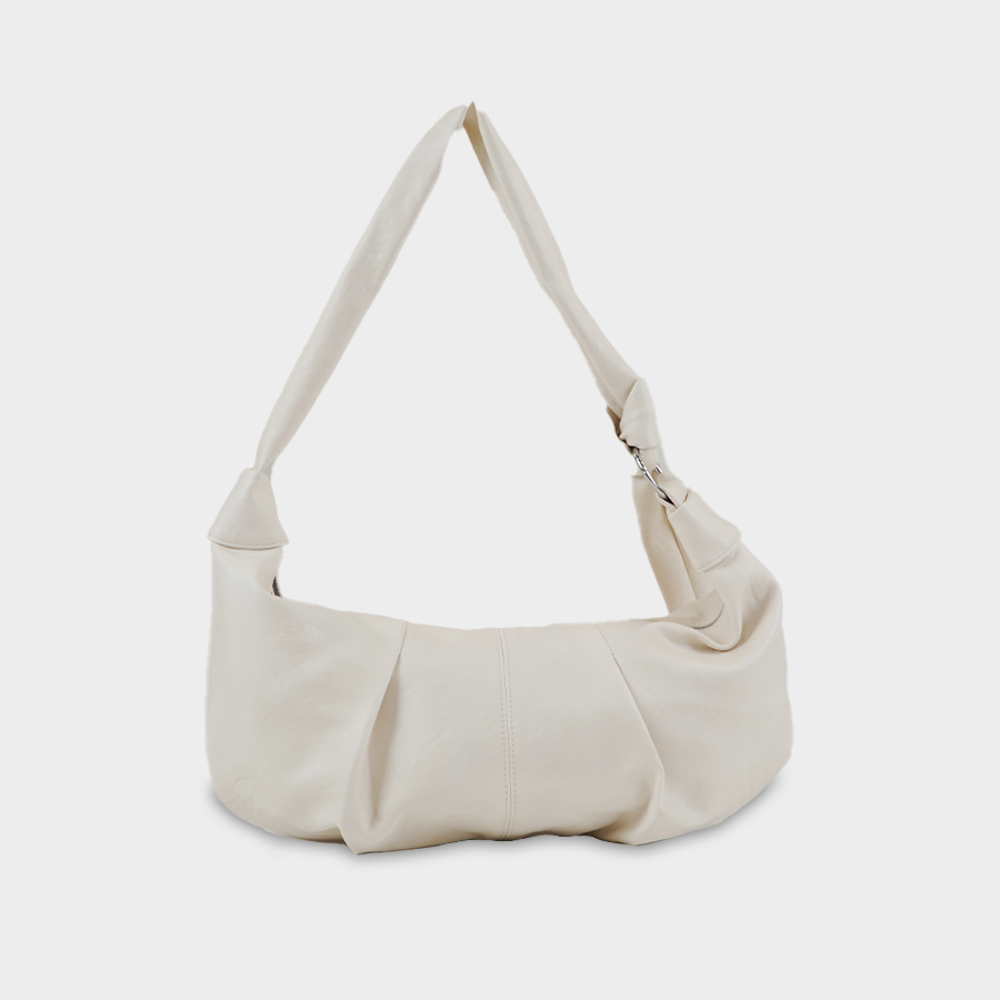 Ruched Hobo Baggue - Ivory