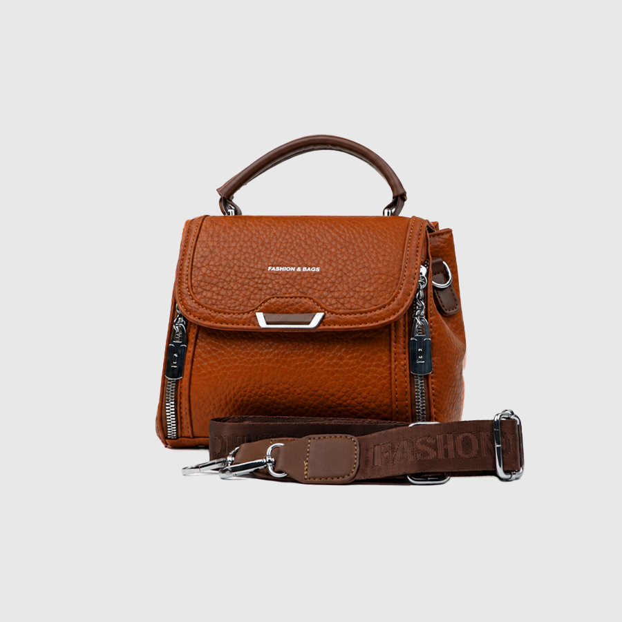 Orange/Tan Top Handle Handbag