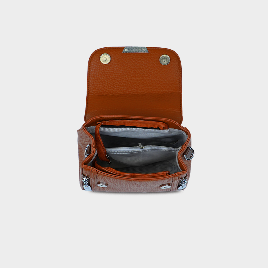 Orange/Tan Top Handle Handbag