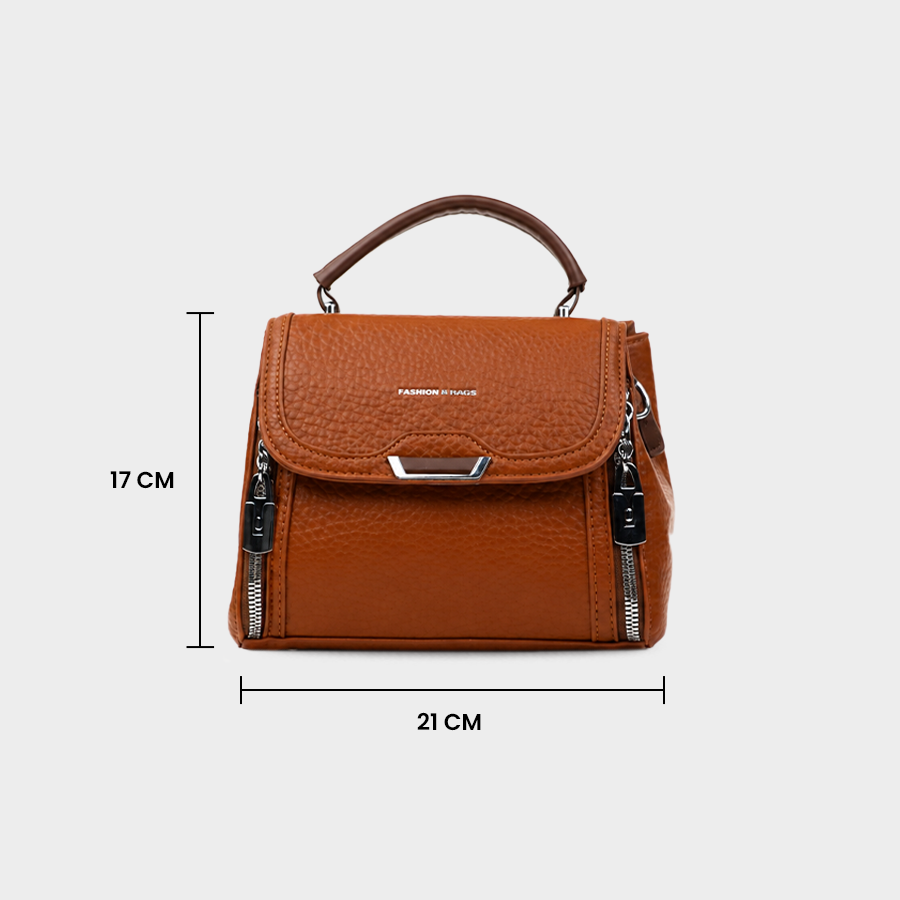 Orange/Tan Top Handle Handbag