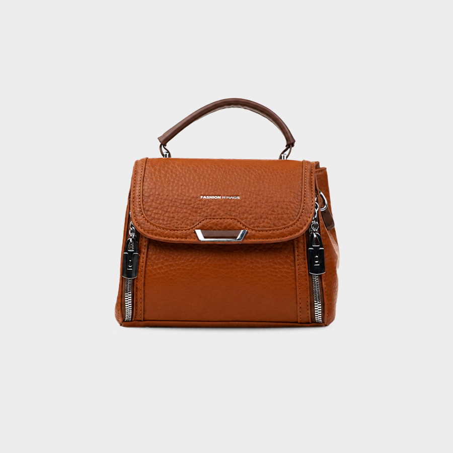 Orange/Tan Top Handle Handbag